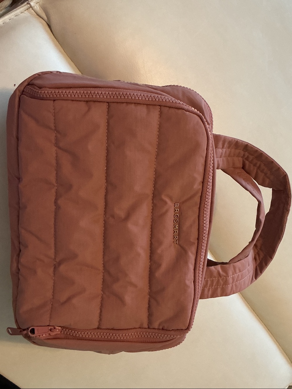 Bagsmart Women’s Quilted Travel Toiletry Bag - Dusty Rose